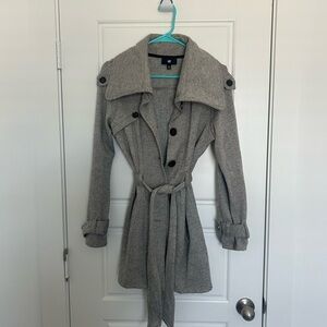 Iz Byer Heather Gray Trench Coat